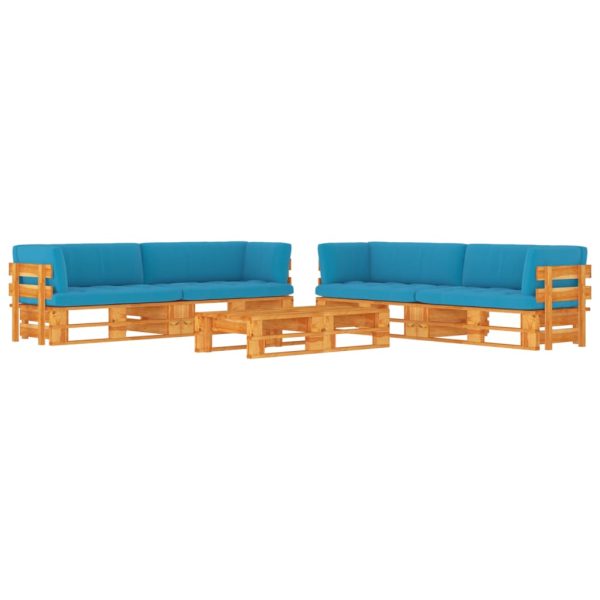 6-Delige Loungeset Pallet Met Kussens Geïmpregneerd Hout Blauw - Afbeelding 10