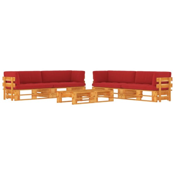 6-Delige Loungeset Pallet Met Kussens Geïmpregneerd Hout Rood - Afbeelding 10