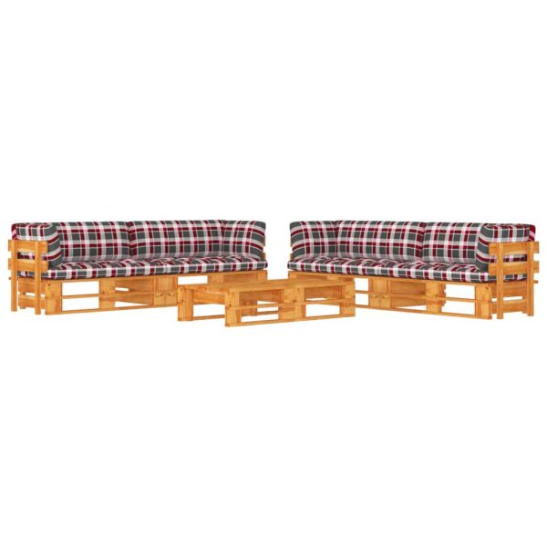 6-Delige Loungeset Pallet Met Kussens Geïmpregneerd Hout Rood Ruitpatroon - Afbeelding 10