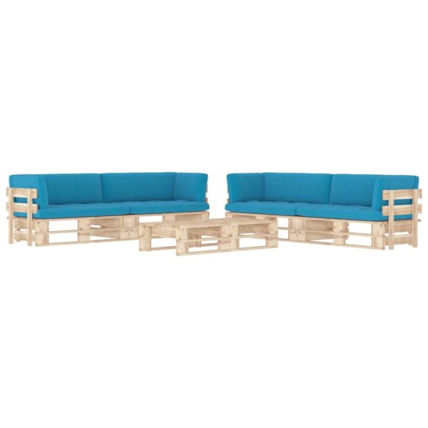 6-Delige Loungeset Pallet Met Kussens Geïmpregneerd Hout Blauw - Afbeelding 11