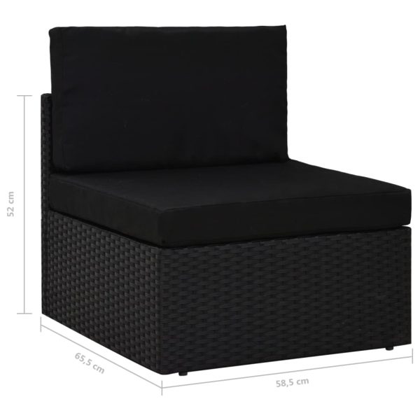 5-Delige Loungeset Met Kussens Poly Rattan Zwart - Afbeelding 4