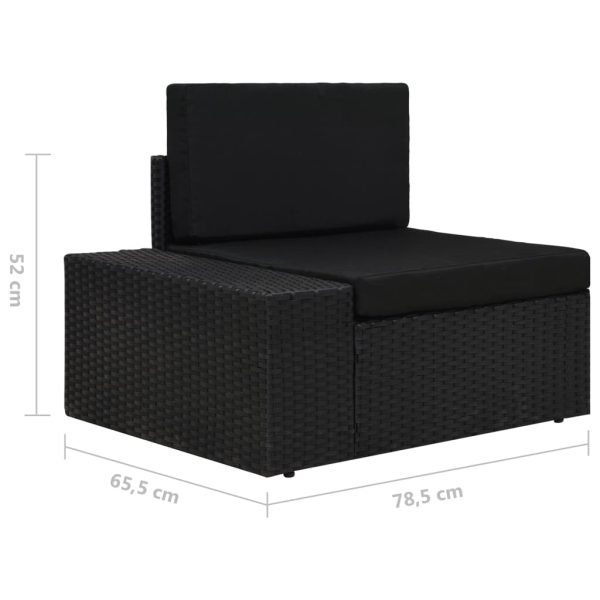 5-Delige Loungeset Met Kussens Poly Rattan Zwart - Afbeelding 6