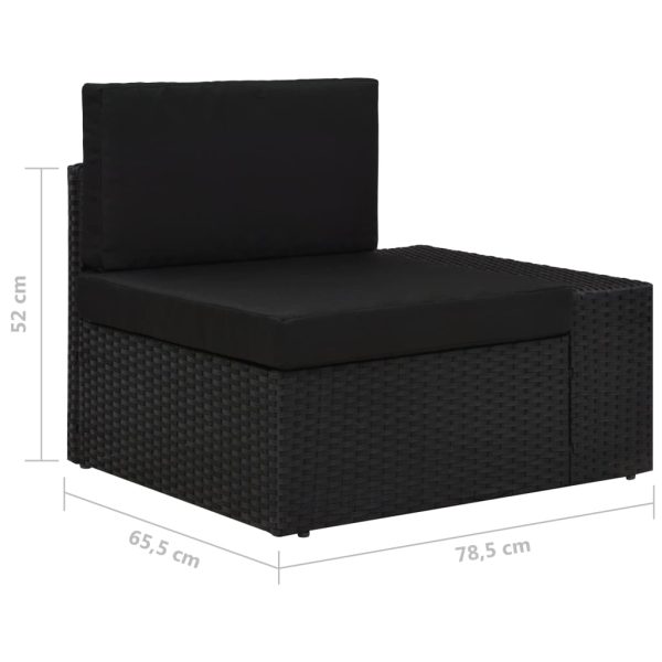 6-Delige Loungeset Met Kussens Poly Rattan Zwart - Afbeelding 12