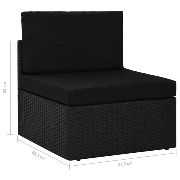 6-Delige Loungeset Met Kussens Poly Rattan Zwart - Afbeelding 10