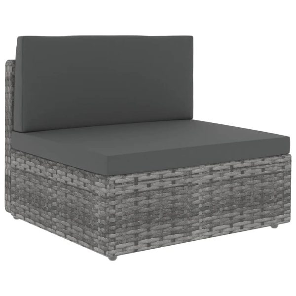 9-Delige Loungeset Met Kussens Poly Rattan Grijs - Afbeelding 2