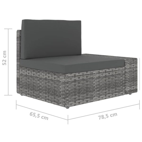 9-Delige Loungeset Met Kussens Poly Rattan Grijs - Afbeelding 11