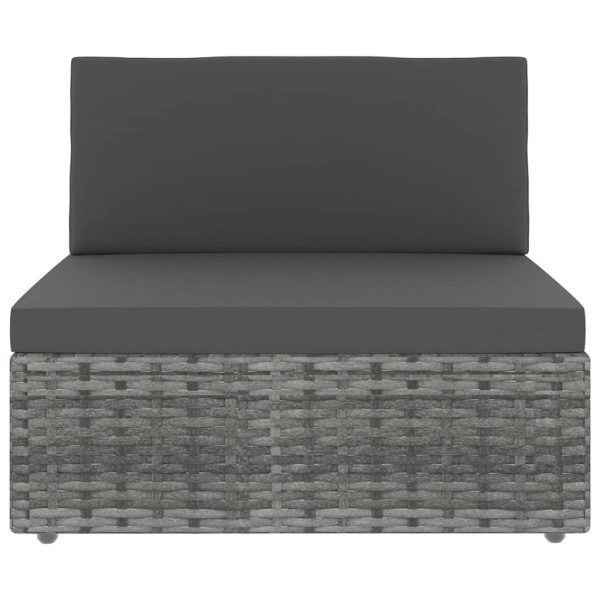 9-Delige Loungeset Met Kussens Poly Rattan Grijs - Afbeelding 3