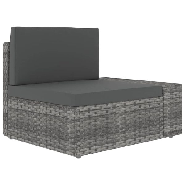 9-Delige Loungeset Met Kussens Poly Rattan Grijs - Afbeelding 4