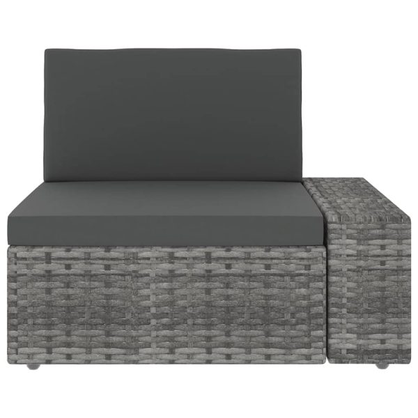 9-Delige Loungeset Met Kussens Poly Rattan Grijs - Afbeelding 5