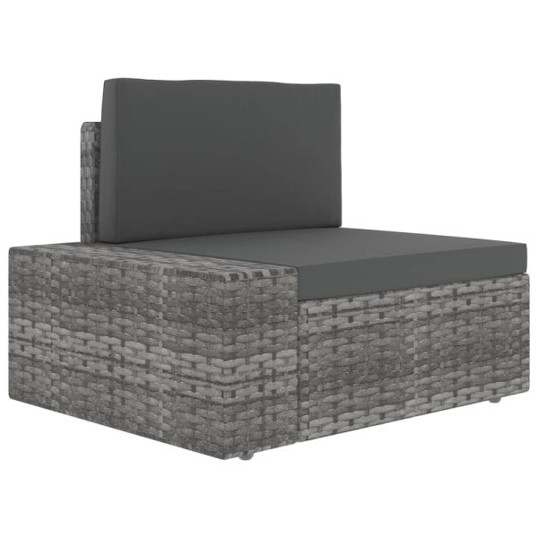 9-Delige Loungeset Met Kussens Poly Rattan Grijs - Afbeelding 6