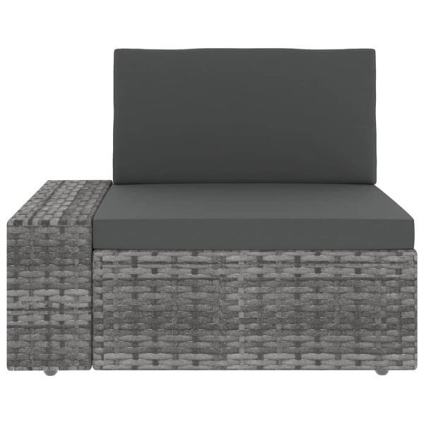 9-Delige Loungeset Met Kussens Poly Rattan Grijs - Afbeelding 7