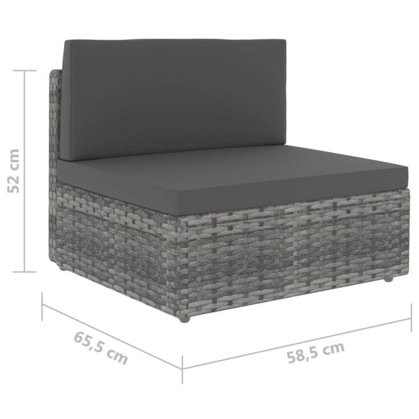 9-Delige Loungeset Met Kussens Poly Rattan Grijs - Afbeelding 10