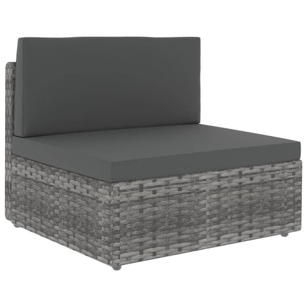 6-Delige Loungeset Met Kussens Poly Rattan Grijs - Afbeelding 2