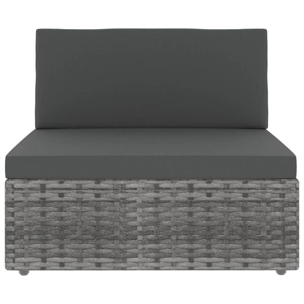 6-Delige Loungeset Met Kussens Poly Rattan Grijs - Afbeelding 3