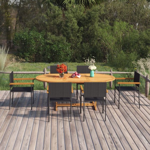 7-Delige Tuinset Poly Rattan Zwart