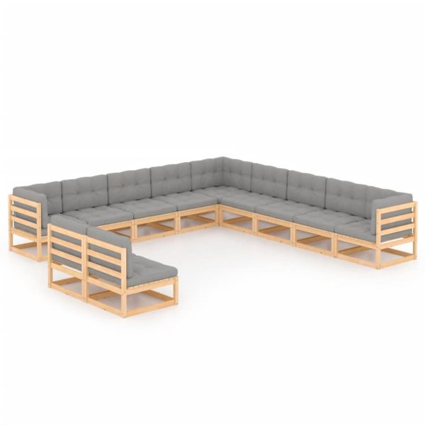 1 Loungeset Met Kussens Massief Grenenhout