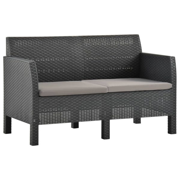 2-Delige Loungeset Met Kussens Pp Rattan Antracietkleurig - Afbeelding 4