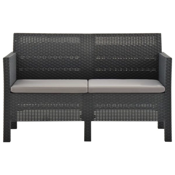 2-Delige Loungeset Met Kussens Pp Rattan Antracietkleurig - Afbeelding 5