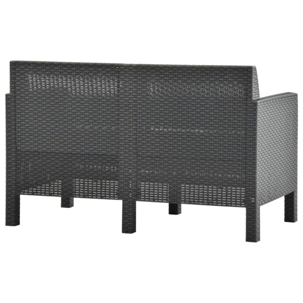 2-Delige Loungeset Met Kussens Pp Rattan Antracietkleurig - Afbeelding 7