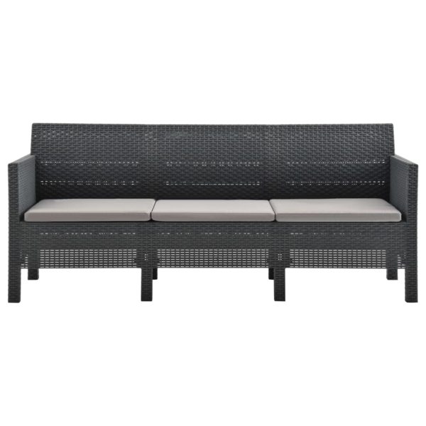 2-Delige Loungeset Met Kussens Pp Rattan Antracietkleurig - Afbeelding 5