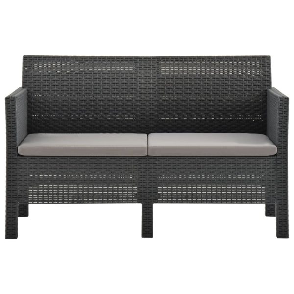 3-Delige Loungeset Met Kussens Pp Rattan Antracietkleurig - Afbeelding 4