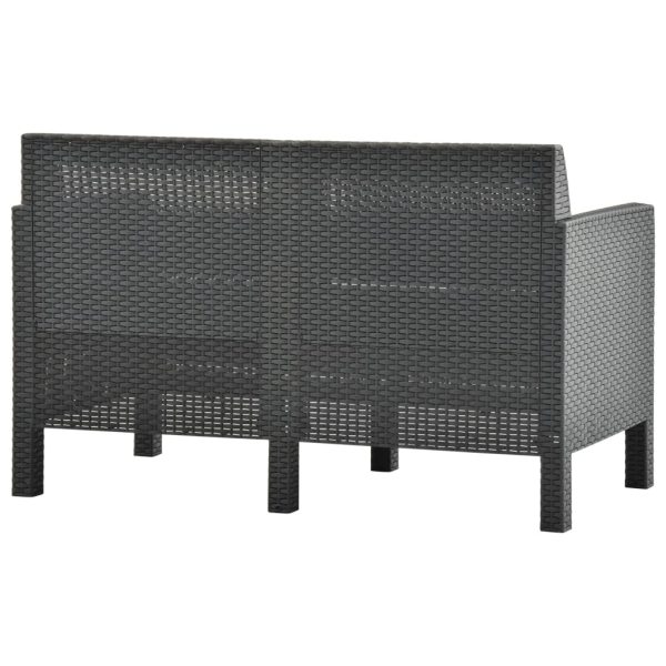 3-Delige Loungeset Met Kussens Pp Rattan Antracietkleurig - Afbeelding 6