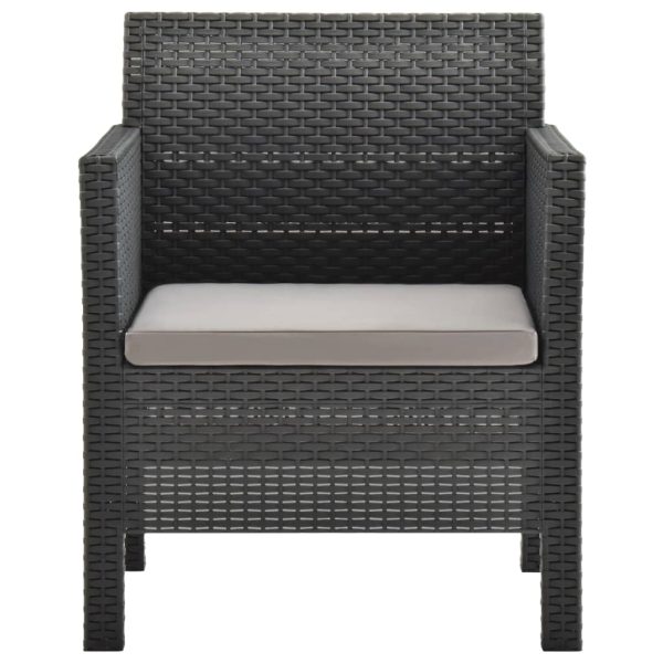 3-Delige Loungeset Met Kussens Pp Rattan Antracietkleurig - Afbeelding 8