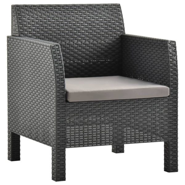 3-Delige Loungeset Met Kussens Pp Rattan Antracietkleurig - Afbeelding 7