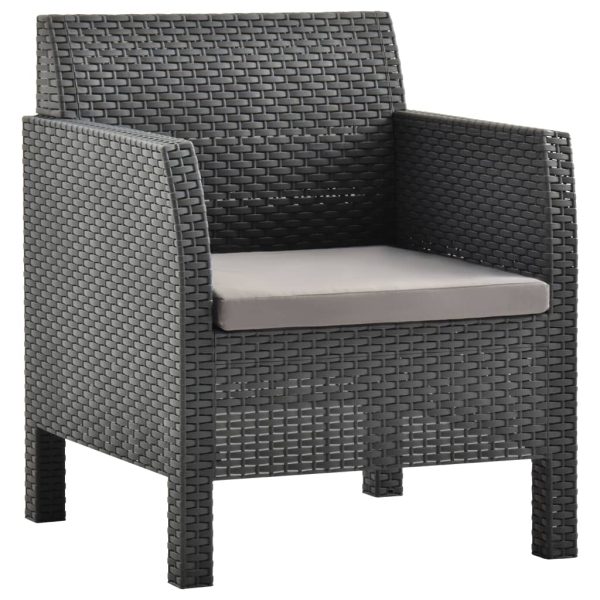 2-Delige Loungeset Met Kussens Pp Rattan Antracietkleurig - Afbeelding 3