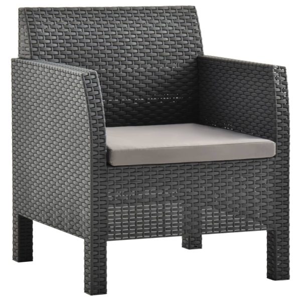 3-Delige Loungeset Met Kussens Pp Rattan Antracietkleurig - Afbeelding 5