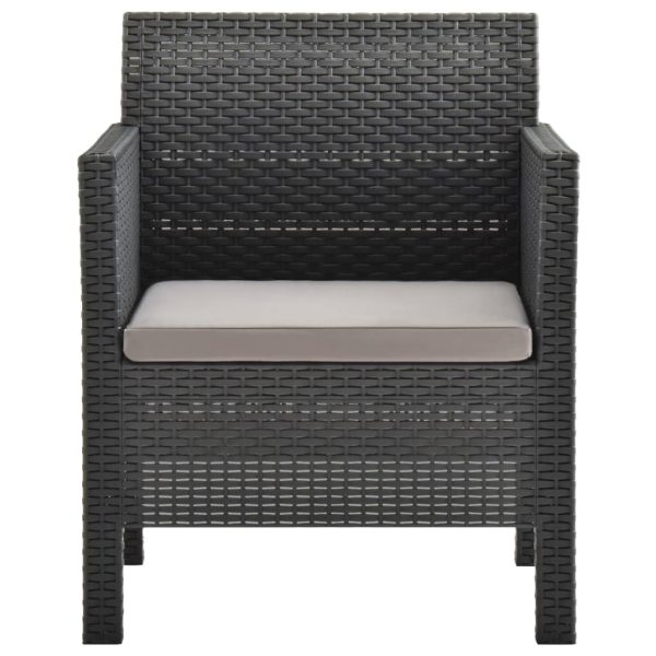 3-Delige Loungeset Met Kussens Pp Rattan Antracietkleurig - Afbeelding 6