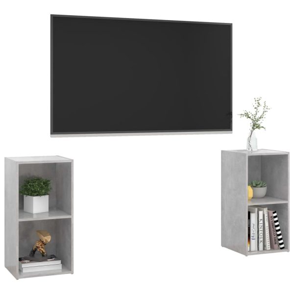 Tv-Meubelen 72X35X36,5 Cm Bewerkt Hout Betongrijs - Afbeelding 3