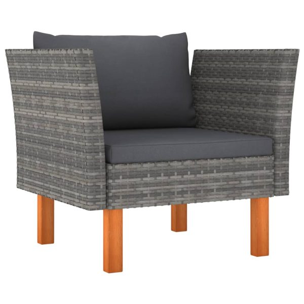 7-Delige Loungeset Poly Rattan En Eucalyptushout - Afbeelding 5