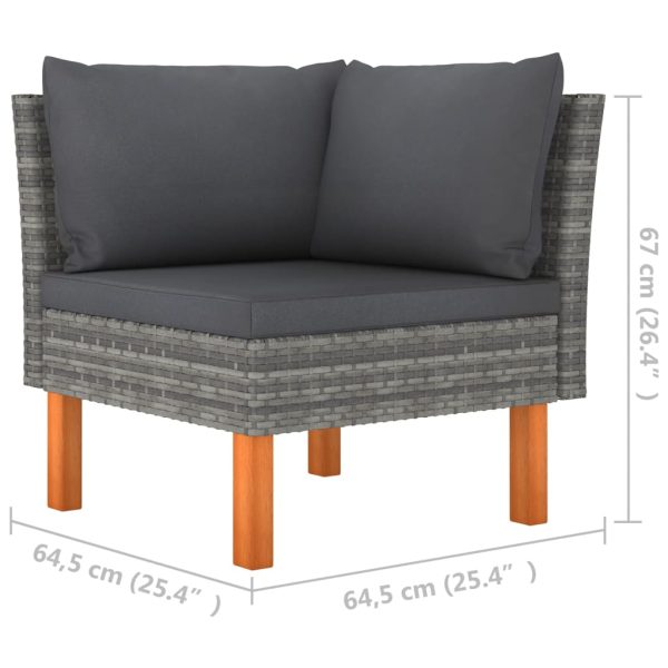 7-Delige Loungeset Poly Rattan En Eucalyptushout - Afbeelding 7