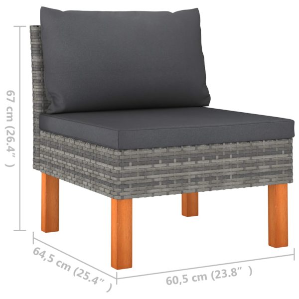 7-Delige Loungeset Poly Rattan En Eucalyptushout - Afbeelding 8