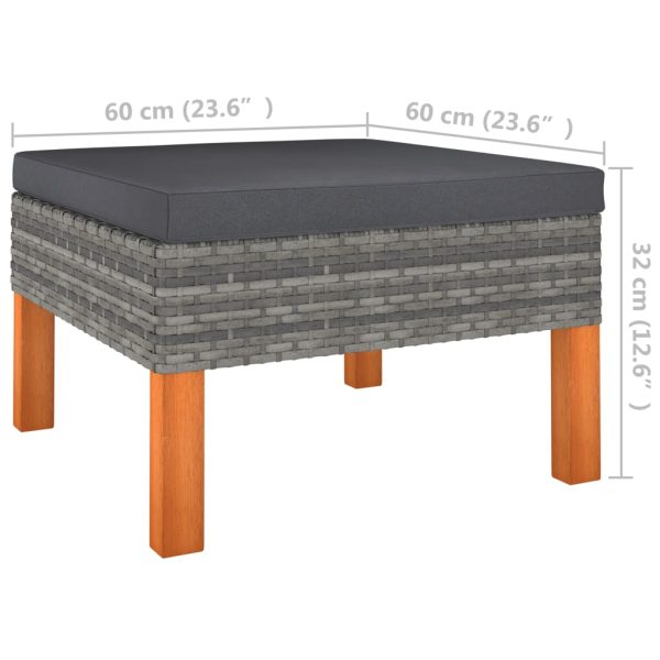 7-Delige Loungeset Poly Rattan En Eucalyptushout - Afbeelding 9