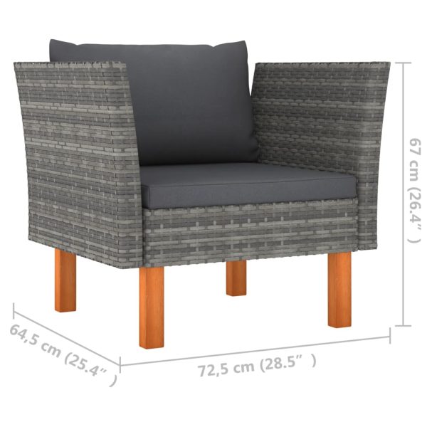 7-Delige Loungeset Poly Rattan En Eucalyptushout - Afbeelding 10