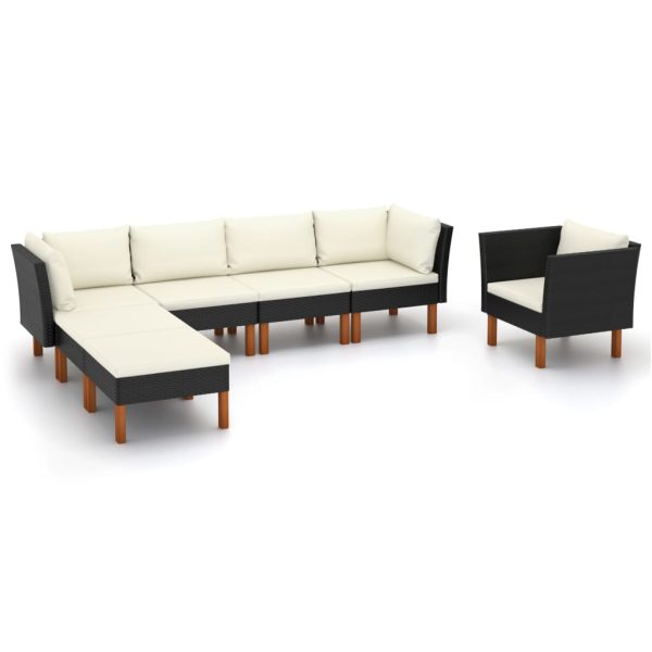 7-Delige Loungeset Poly Rattan En Eucalyptushout - Afbeelding 11