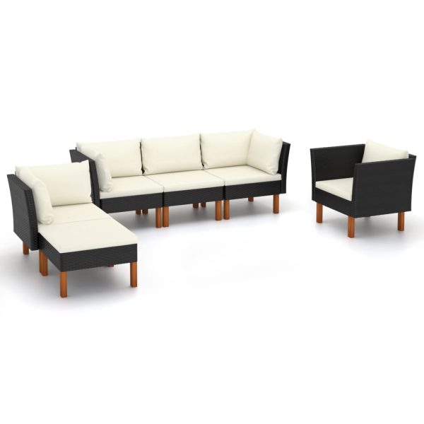 6-Delige Loungeset Poly Rattan En Eucalyptushout - Afbeelding 11