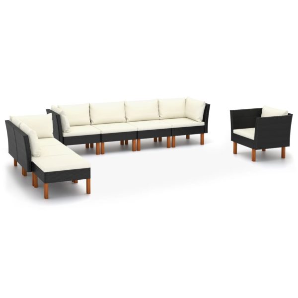 8-Delige Loungeset Poly Rattan En Eucalyptushout - Afbeelding 11