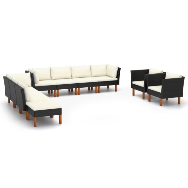 10-Delige Loungeset Poly Rattan En Eucalyptushout - Afbeelding 11