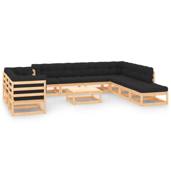 1 Loungeset Met Kleurige Kussens Grenenhout