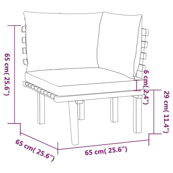 4-Delige Loungeset Met Kussens Massief Acaciahout - Afbeelding 6