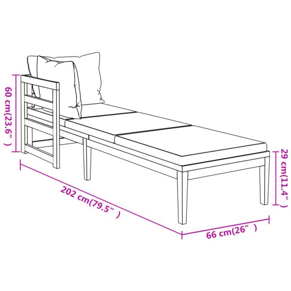 Ligstoelen 2 St Met Te Kussens Acaciahout - Afbeelding 7