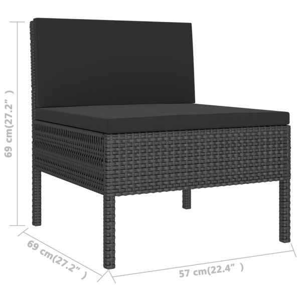 5-Delige Loungeset Met Kussens Poly Rattan Zwart - Afbeelding 5