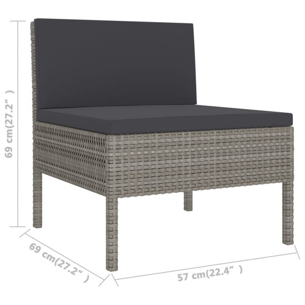 6-Delige Loungeset Met Kussens Poly Rattan Grijs - Afbeelding 5