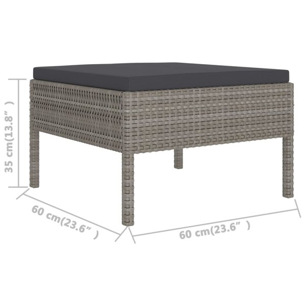 6-Delige Loungeset Met Kussens Poly Rattan Grijs - Afbeelding 6