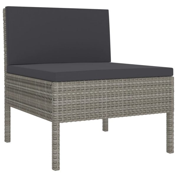 5-Delige Loungeset Met Kussens Poly Rattan Grijs - Afbeelding 4