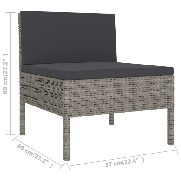 5-Delige Loungeset Met Kussens Poly Rattan Grijs - Afbeelding 6