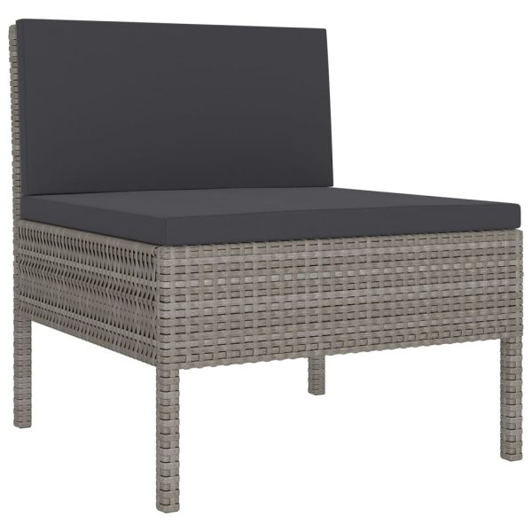 9-Delige Loungeset Met Kussens Poly Rattan Grijs - Afbeelding 4